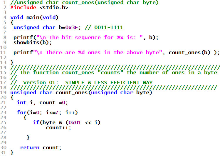 count ones in a byte